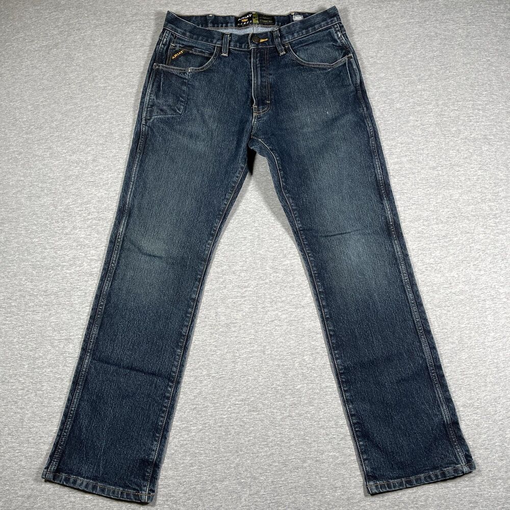 Ariat Rebar M5 Jeans Mens 32x32 Blue Medium Wash Straight Leg Relaxed Fit